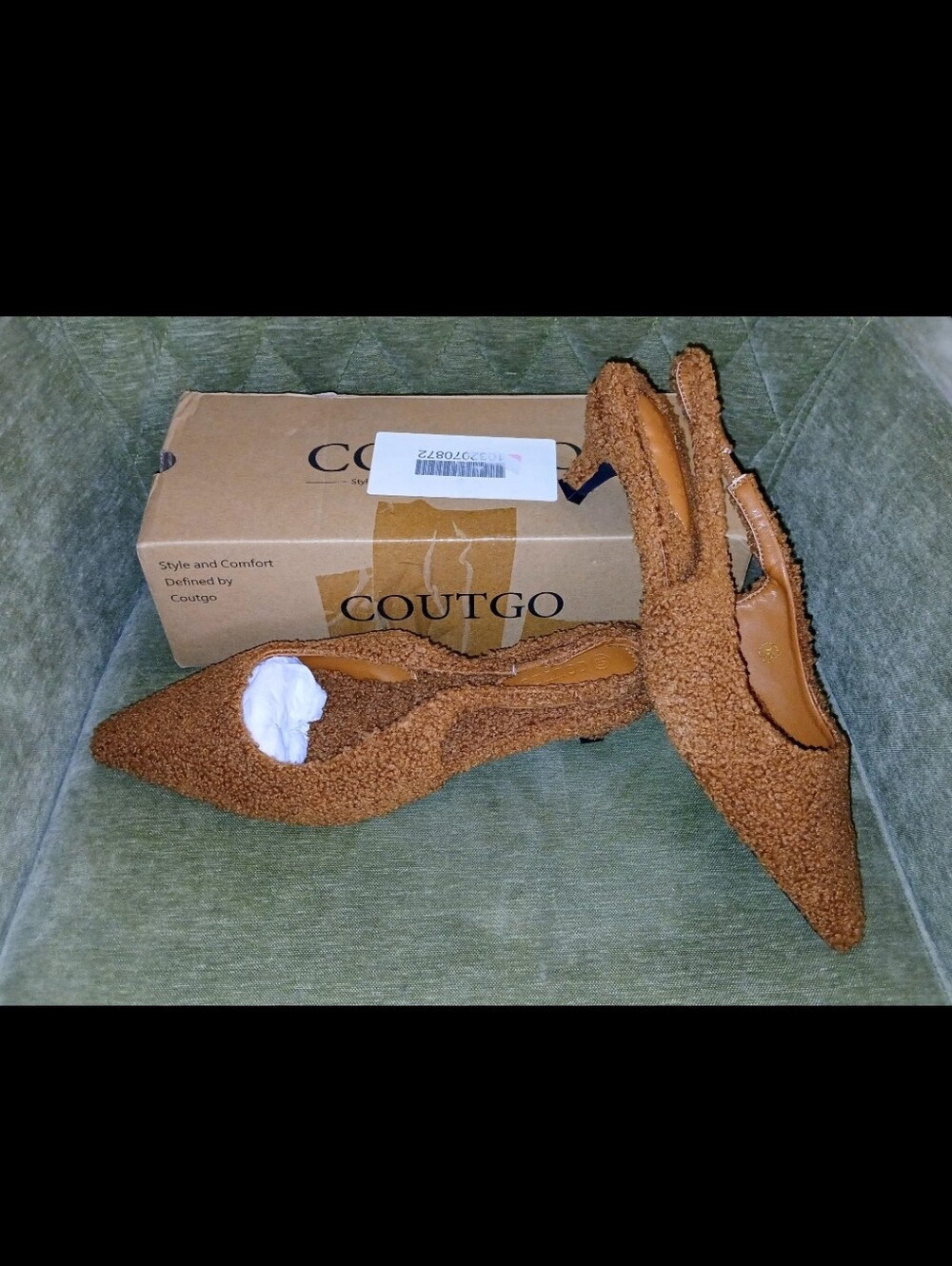 COUTGO Tan Teddy Kitten Heels Sz 10